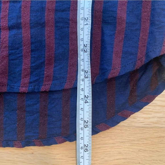 Anthropologie AMO Womens Ruffled Prep Shirt Striped Academia Size Medium FLAWED - Picture 12 of 13